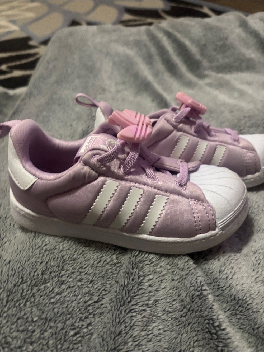 adidas Kids Pink Lace-Lock Sneakers with White Shell Toe
